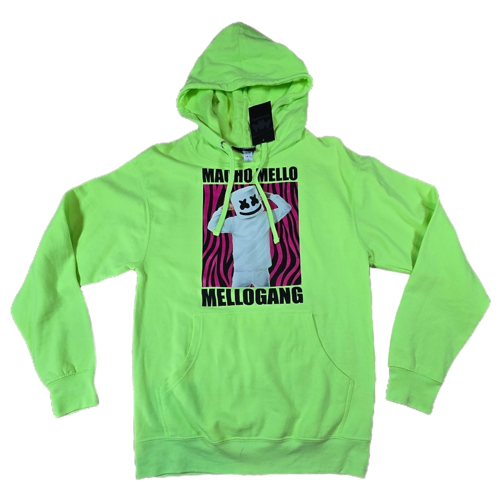 Marshmello Official DJ Mellogang Hoodie Men's Size S Macho Mello Neon Green NWT